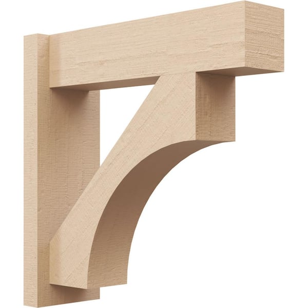 Ekena Millwork 8 in. x 32 in. x 24 in. Westlake Block Rough Cedar Woodgrain Timberthane Polyurethane Outlooker, Primed Tan