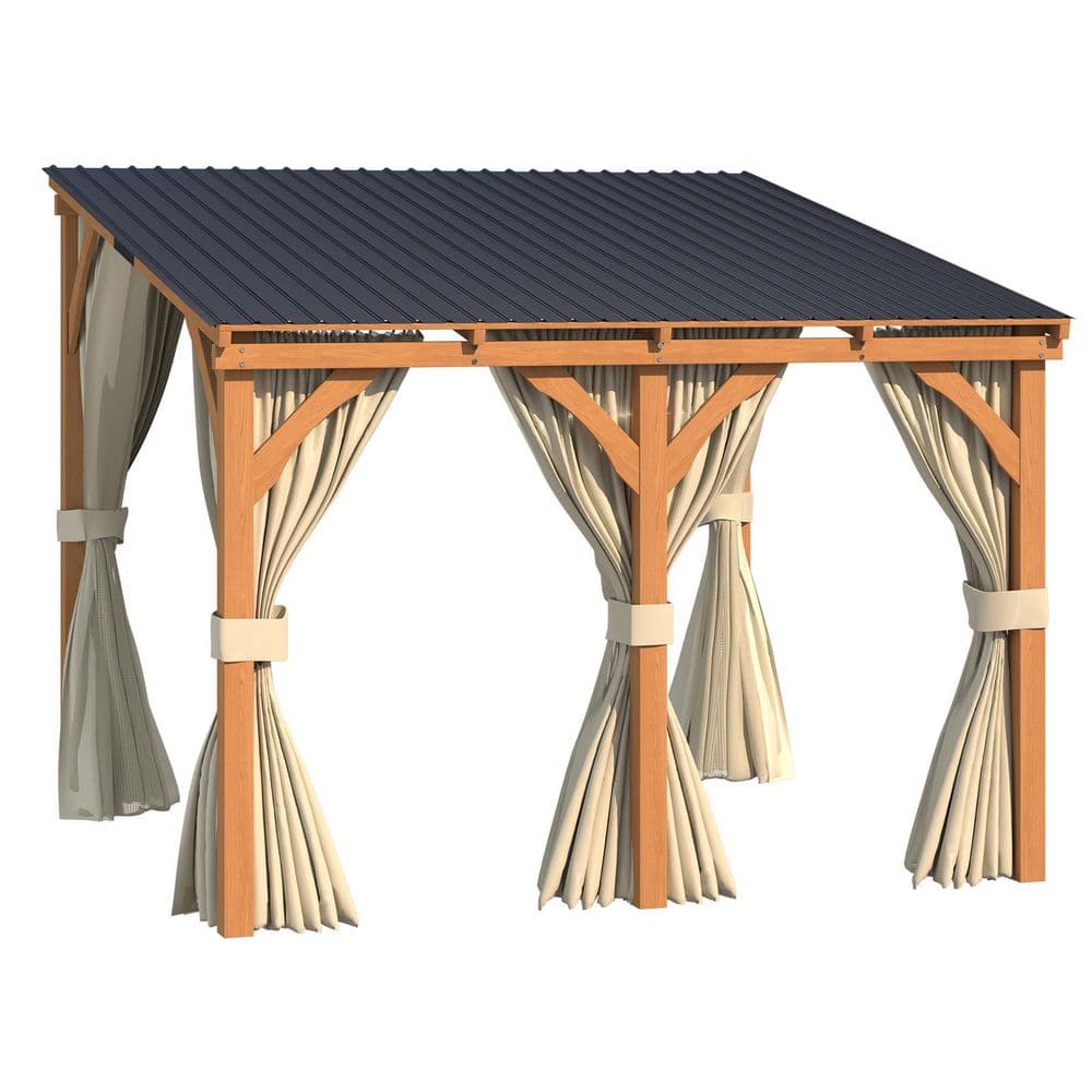 10 ft. x 10 ft. Outdoor Wooden Pergola Gazebo with Curtains and Netting for Patio price history on PriceWatchPro