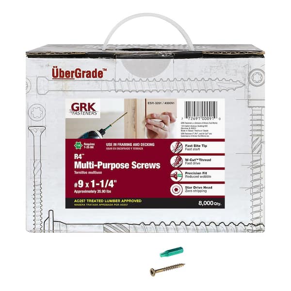 GRK Fasteners #9 x 1-1/4 in. Star Drive Bugle Head R4 Multi-Purpose Wood Screw (8,000-Pack)