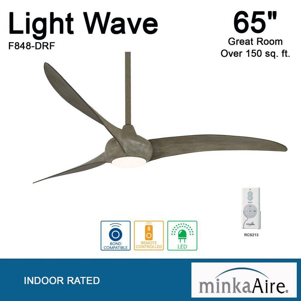 65" Driftwood Finish Ceiling Fan with LED Light and Remote