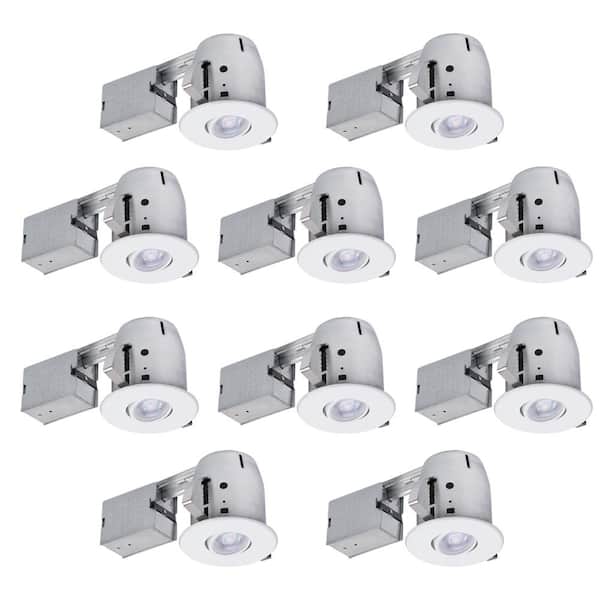 Globe Electric 4 in. White Dimmable Recessed New Construction and Remodel Lighting Kit (10-Pack)