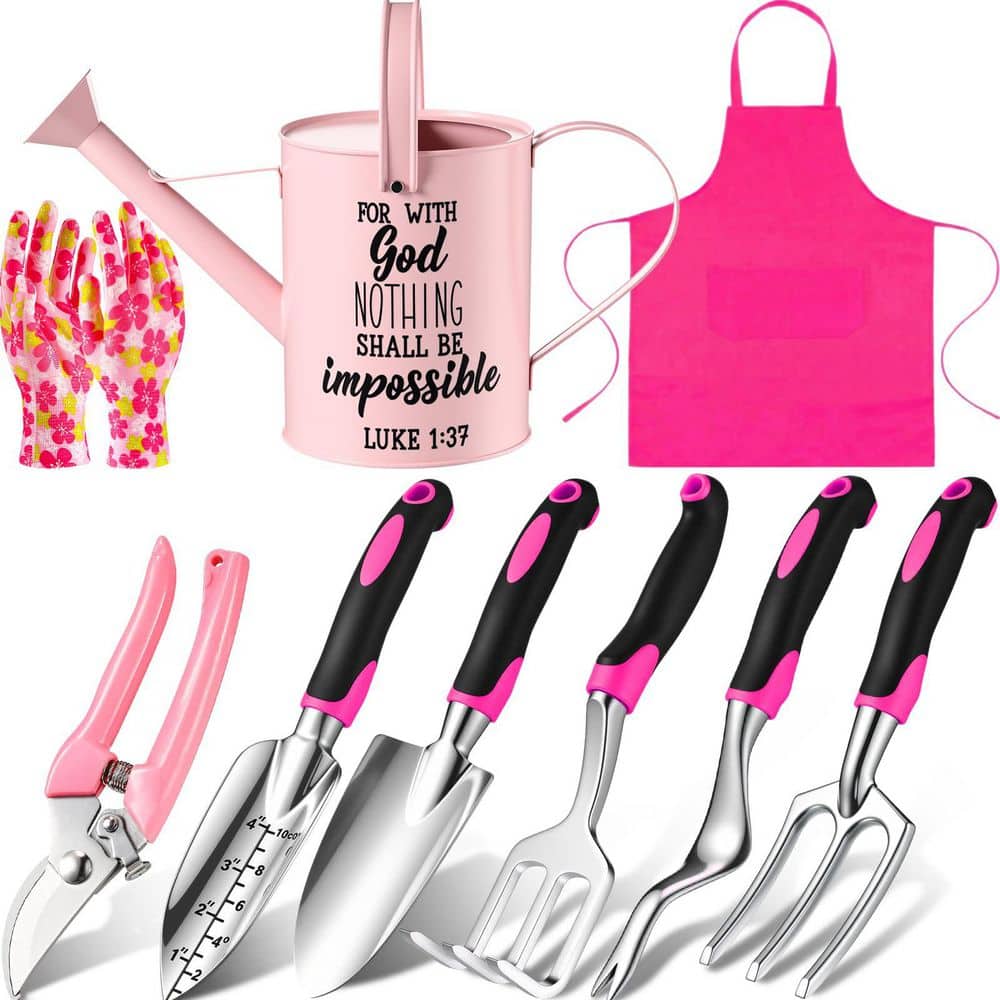 9-Piece Pink Gardening Tool Set with Watering Can, Apron, Gloves and Hand Tools for Home Garden Care price history on PriceWatchPro