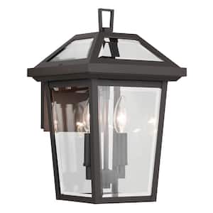 Regence 14 in. 2-Light Olde Bronze Traditional Outdoor Hardwired Wall Lantern Sconce with No Bulbs Included (1-Pack)