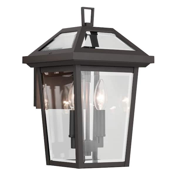 KICHLER Regence 14 in. 2-Light Olde Bronze Traditional Outdoor Hardwired Wall Lantern Sconce with No Bulbs Included (1-Pack)