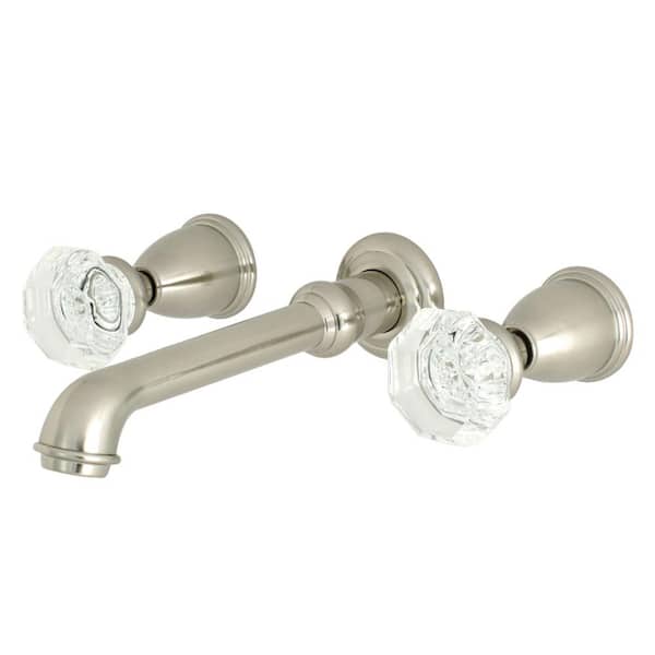 Kingston Brass Celebrity 2-Handle Wall Mount Bathroom Faucet in Brushed Nickel