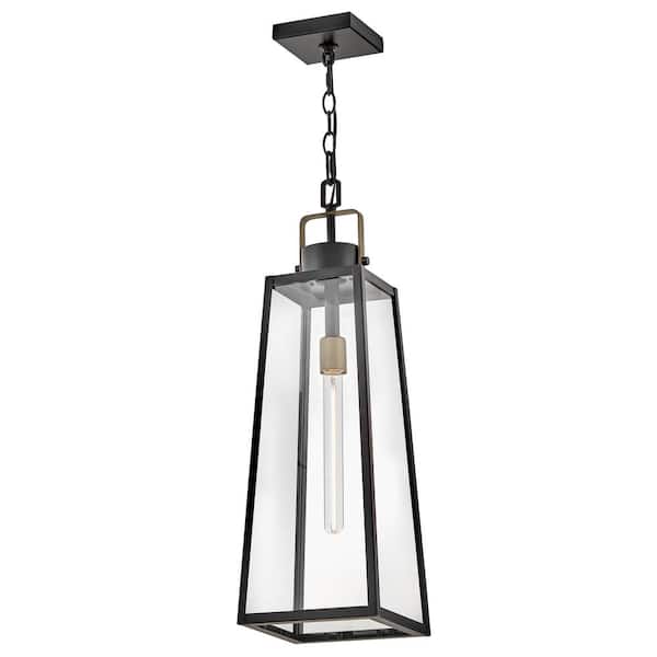 LARK - Hugh 27.25 in. 1-Light Black Outdoor Pendant Light