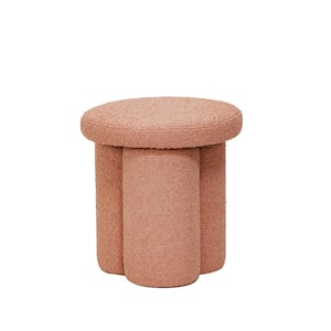 17.75 in. Pink Wood Bar Stool with Bouclé Fabric Upholstered Seat