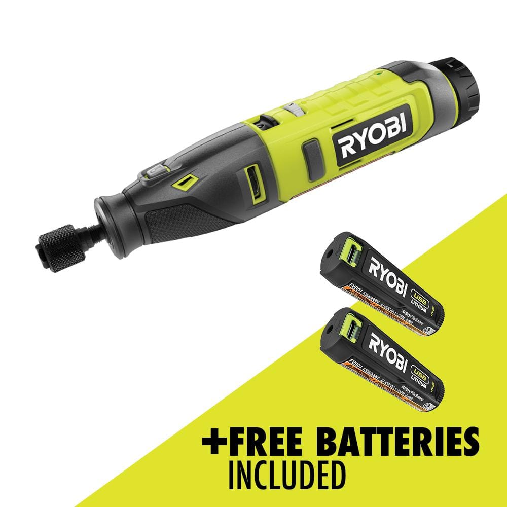 RYOBI USB Lithium Rotary Tool Kit with Extra USB Lithium 2.0 Ah ...