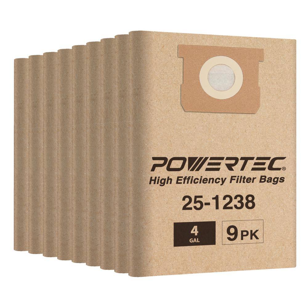 POWERTEC 5-ply Vacuum Bags 3PK - Central Vacuum Replacement Filter Bags