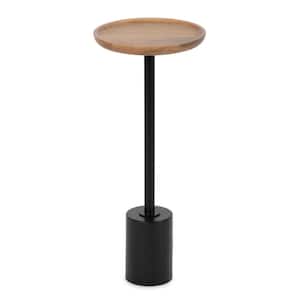 Xyler 10 in. W. Natural Round Wood and Metal End Table