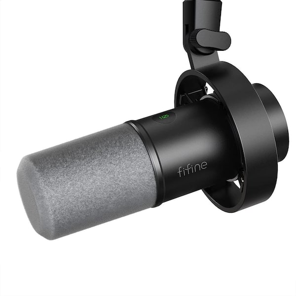 Lukyamzn XLR/USB Dynamic Microphone for Streaming Recording with Tap to Mute, Gain Knob, Headphones Monitoring Amplitank Black