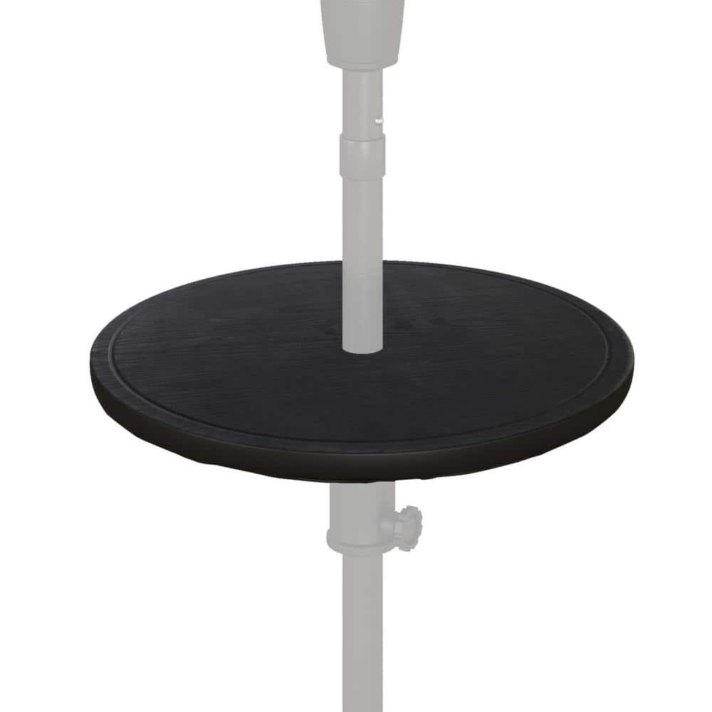 Costway 20 in. Patio Umbrella Table with 1.5 in. Umbrella Hole All-Weather Round Table Tray