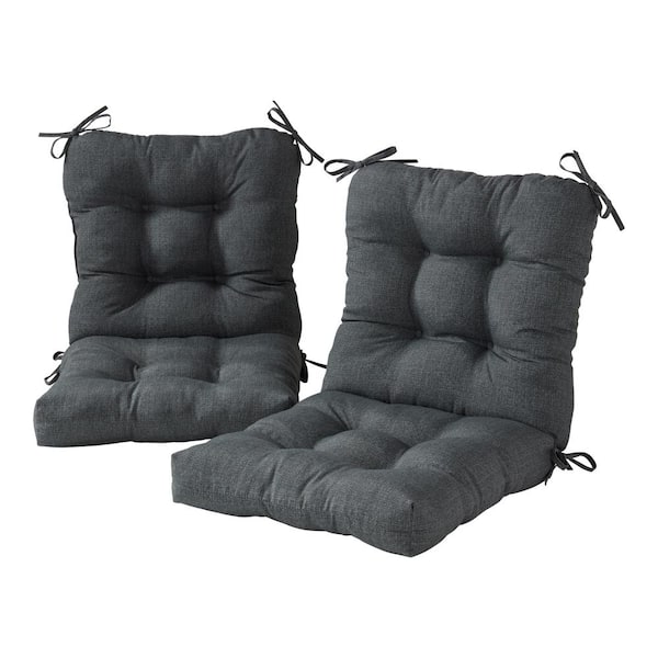 Greendale Home Fashions 21 in. x 42 in. Outdoor Dining Chair Cushion in Carbon (2-Pack)