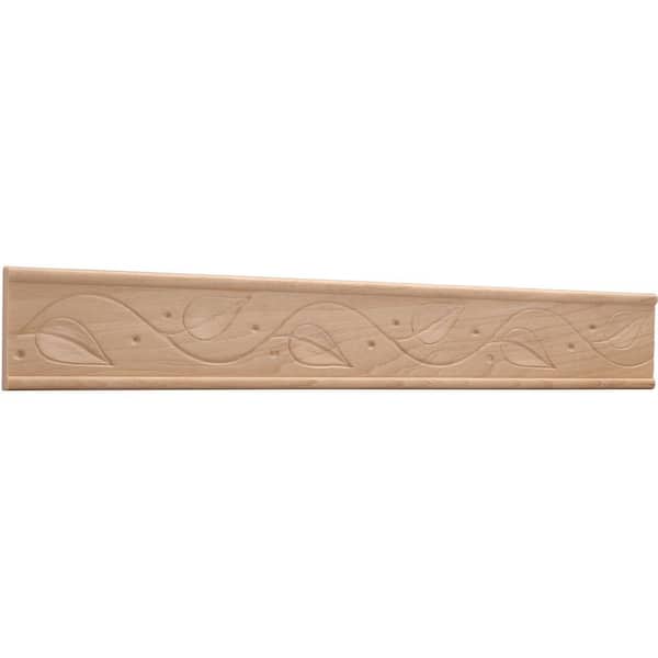 425 11/32 in. x 1-3/4 in. x 96 in. White Hardwood Embossed Ivy Chair Rail Moulding
