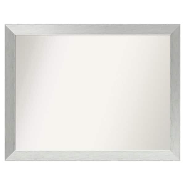 Amanti Art Brushed Sterling Silver 40 in. x 31 in. Custom Non-Beveled Wood Framed Bathroom Vanity Wall Mirror