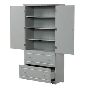 32.6 in. W x 13 in. D x 62.3 in. H Freestanding Gray Linen Cabinet Wide Bathroom Storage Cabinet