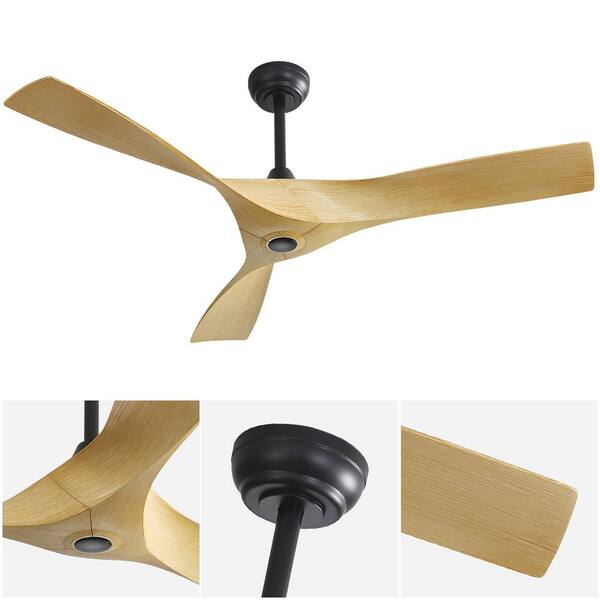 Sofucor 52 in. Indoor/Outdoor Downrod Black Ceiling Fan