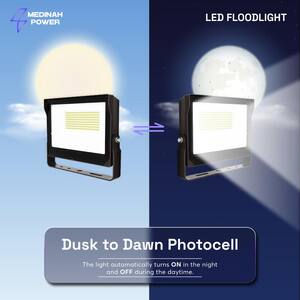 400-Watt Equivalent Integrated LED Outdoor Bronze Flood Light, 14000 Lumens, 4000K Bright white light, Dusk-to-Dawn
