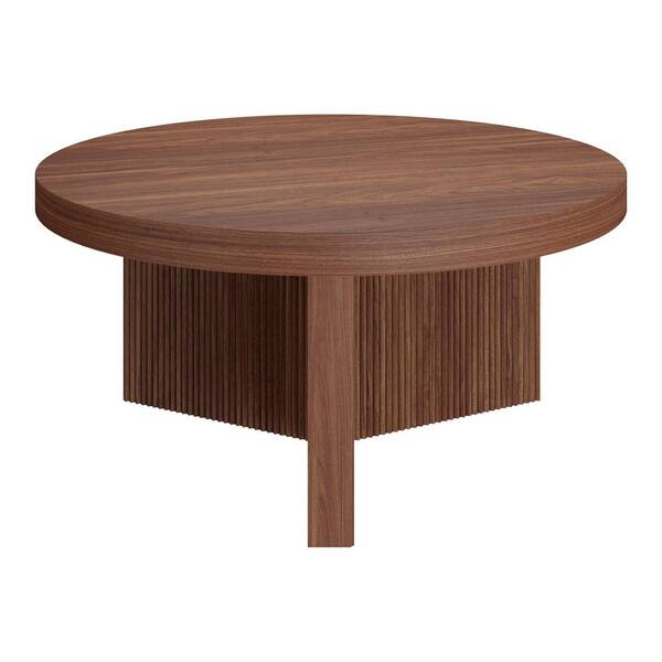 Meyer&Cross Holm 32 in. Satin Walnut Round MDF Top Coffee Table