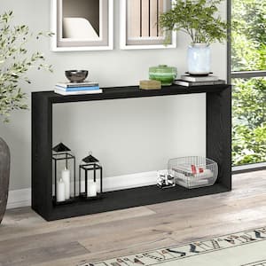 Osmond 55 in. Black Grain Rectangle MDF Top Console Table
