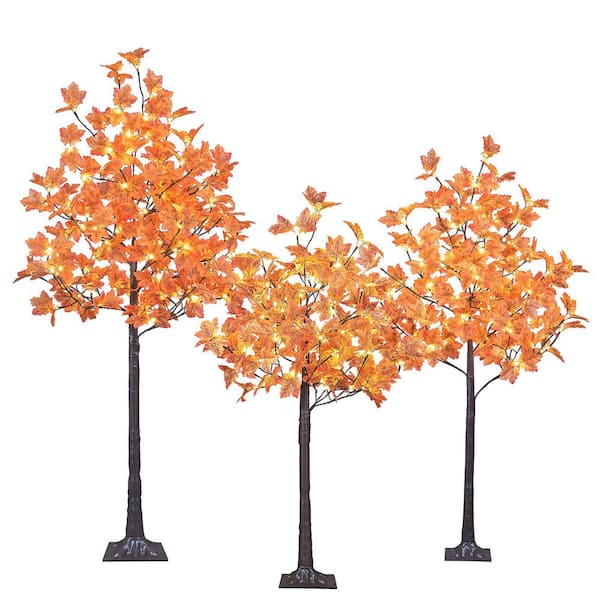 4 ft. + 5 ft. + 6 ft. Artificial Maple Leaf Tree in Base