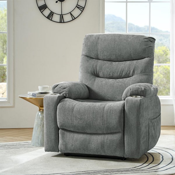 Robert Grey Polyester Power Recliner with Lift Assist