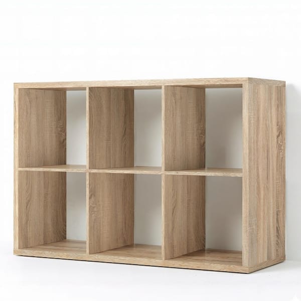 29 in. H x 43 in. W x 14.6 in. D Natural Oak 6-Cube Storage Organizer