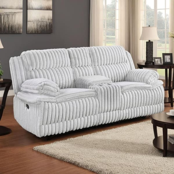 Rexy Light Gray Fabric Standard Recliner with Ribbed Corduroy