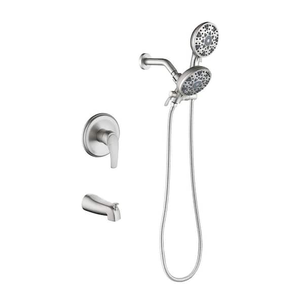 Rain Single Handle 6-Spray Tub Shower Faucet Handheld Combo with Valve 1.8 GPM Adjustable shower Head in Gold