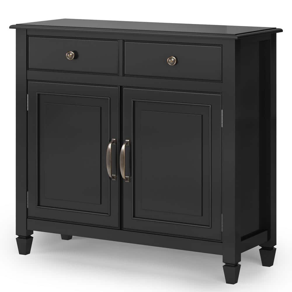 Connaught Black Solid Wood Office Storage Cabinet with Adjustable Shelving
