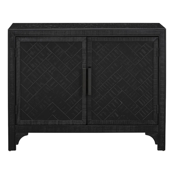 40 in. W x 15 in. D x 31.9 in. H Black Linen Cabinet with Unique Design Doors, 1 Adjustable Shelves