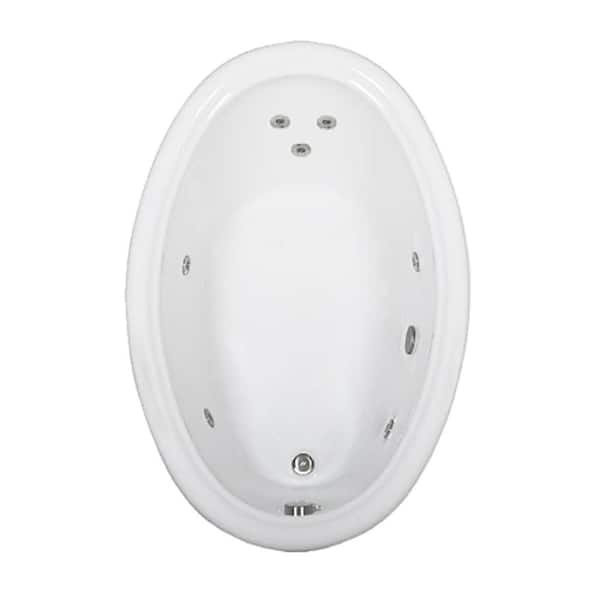 Comfortflo 60 in. x 42 in. Acrylic Oval Drop-in Whirlpool Bathtub with Reversible Drain in Bone
