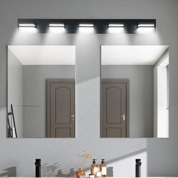 30 in. W 4 Light LED Bathromm Vanity Light, Black Wall Sconce for Bathroom and Mirror, 6000K, 2080 Lumens