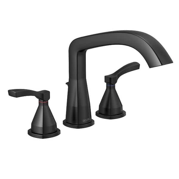Delta Stryke 2-Handle Deck Mount Roman Tub Faucet Trim Kit in Matte Black (Valve Not Included)