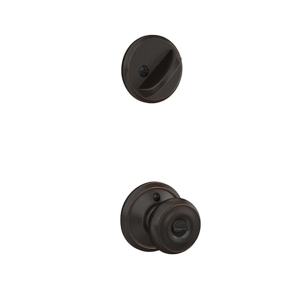 Schlage Bowery Matte Black Single Cylinder Deadbolt and Passage Interior  Door Knob Combo W