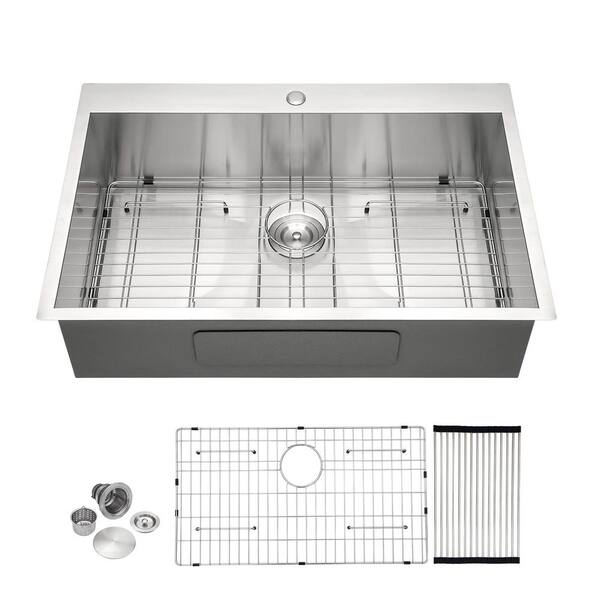 22 in. x 28 in. Drop in/Topmount Single Bowl 16-Gauge Stainless Steel ...