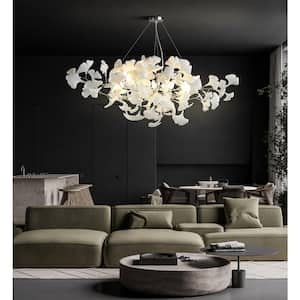 10 Light Silver Chandelier, Luxury Ginkgo Branch Chandelier for Living Room, Dining Room, Foyer, Kitchen Island-L59 in.