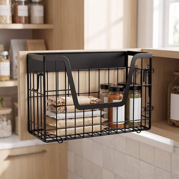 Black Magnetic Spice Rack Shelf for Refrigerator, Kitchen Pantry Organizer and Storage for Metal Surfaces