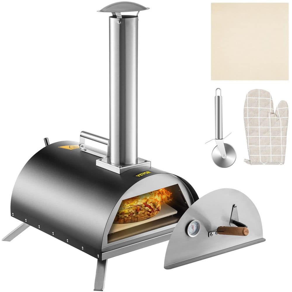 Pizza Oven 12 in. Portable Multi-Functional Charcoal Fired Outdoor Pizza Oven with Kit for Camping in Stainless Steel
