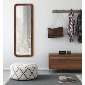 Pao 48 in. x 16 in. Classic Rectangle Framed Walnut Brown Wall Accent Mirror