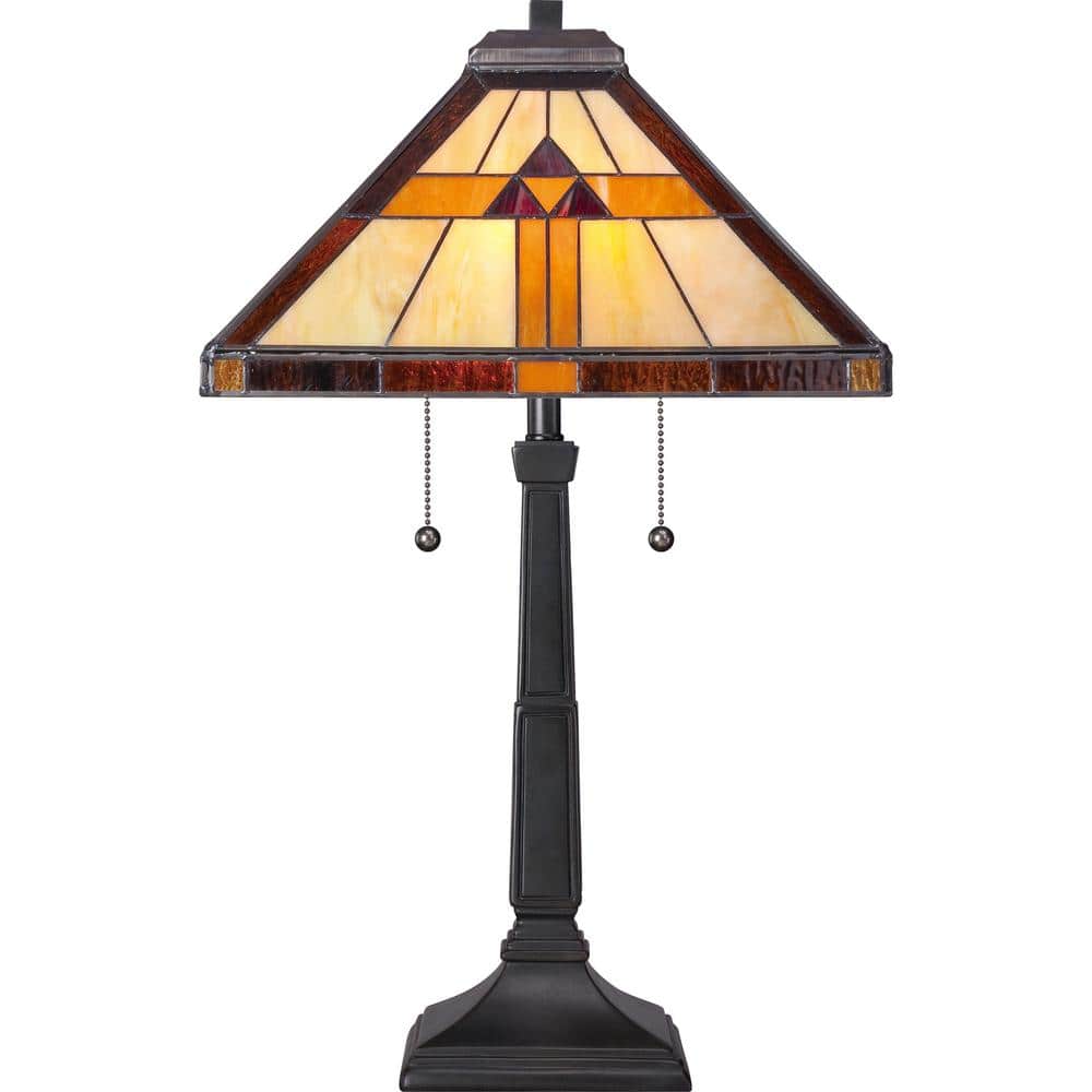 Bronze Stained Glass Tiffany Style Table Lamp