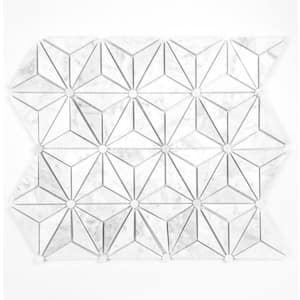 Hollywood Regency Calacatta White Triangle Mosaic 12 in. x 14 in. Marble Decorative Wall Tile (5.85 sq. ft./Case)