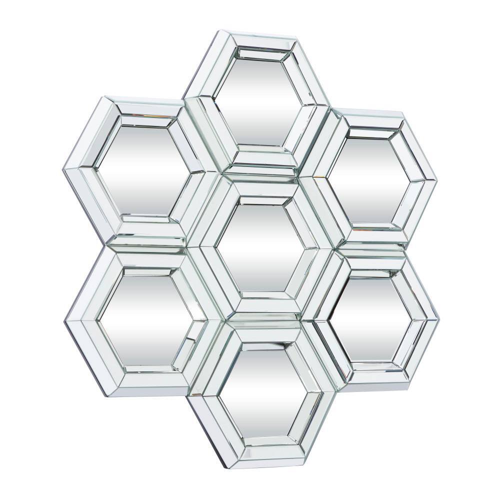 Oversized Silver Geometric Honeycomb Wall Mirror