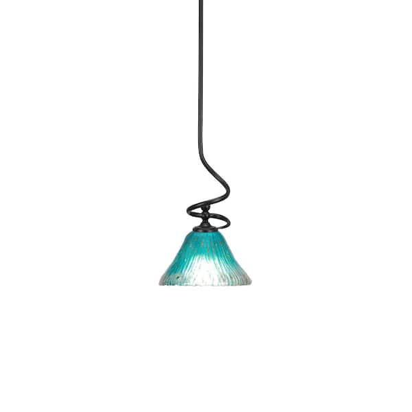 Unbranded Royale 100 W 1-Light Matte Black Standard Mini Pendant Light with Glass Shade