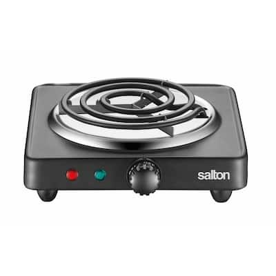 Electric Single Burner Cooktop, iMounTEK Portable Coil Heating Hot Plate  Stove, Compact and Portable, Adjustable Temperature Hot Plate, 1000 Watts,  White & Stainless 