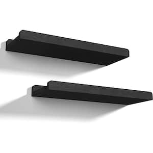 17.2 in. W x 6.89 in. D Black Rustic Wood Decorative Wall Shelf, (Set of 2)