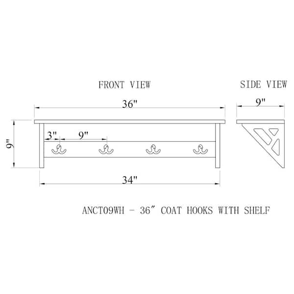 Alaterre Furniture Coventry 36W Coat Hook with Shelf ANCT09WH - The Home  Depot