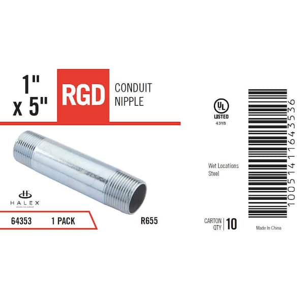 Halex 1 in. x 5 in. Rigid Conduit Nipple 64353 - The Home Depot