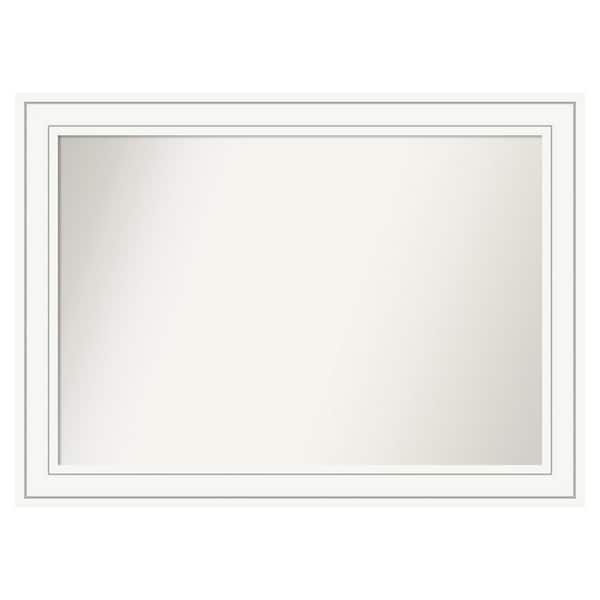 Amanti Art Craftsman White 37 in. x 27 in. Custom Non-Beveled Satin Wood Framed Bathroom Vanity Wall Mirror