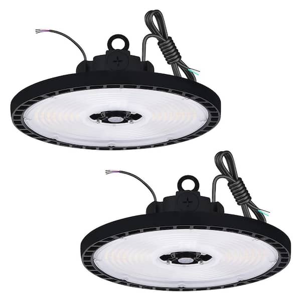 Integrated LED 240-Watt UFO High Bay Light, 2CCT, Up to 34800LM, 90º Beam, Dimmable, IP65 UL, DLC Premium Black 2 Pack